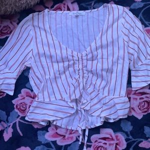 White shirt with red stripes